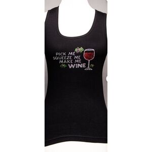 Wine Black Ribbed Rhinestone Tank Top